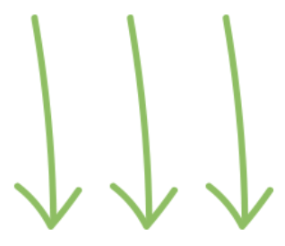 Three green curved downward arrows
